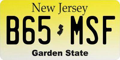 NJ license plate B65MSF