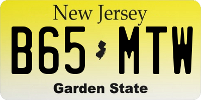 NJ license plate B65MTW