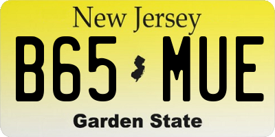 NJ license plate B65MUE