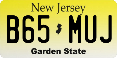 NJ license plate B65MUJ