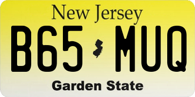 NJ license plate B65MUQ