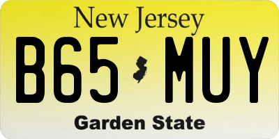 NJ license plate B65MUY
