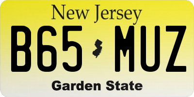NJ license plate B65MUZ