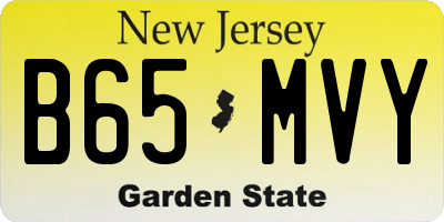 NJ license plate B65MVY