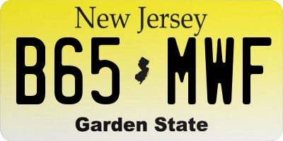 NJ license plate B65MWF