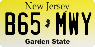 NJ license plate B65MWY