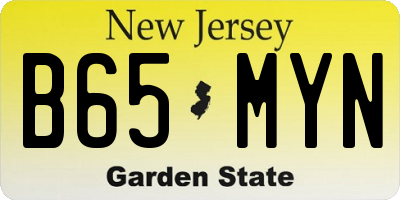 NJ license plate B65MYN