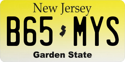 NJ license plate B65MYS