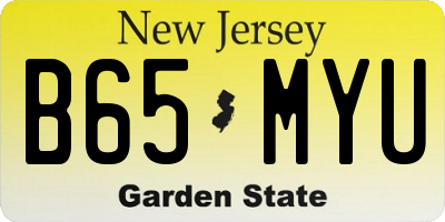 NJ license plate B65MYU