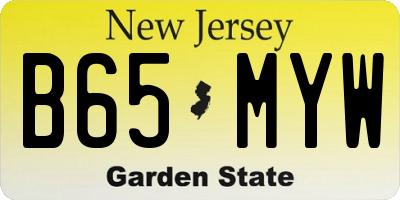 NJ license plate B65MYW