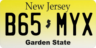 NJ license plate B65MYX