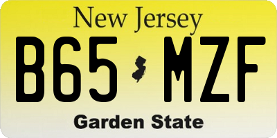 NJ license plate B65MZF