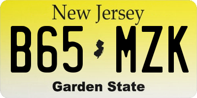NJ license plate B65MZK