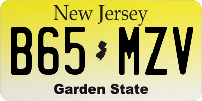 NJ license plate B65MZV