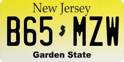NJ license plate B65MZW