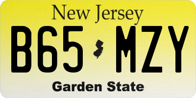 NJ license plate B65MZY