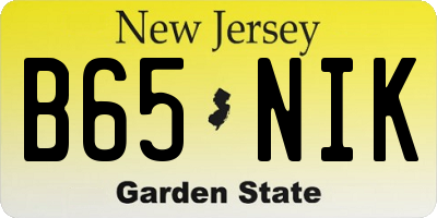 NJ license plate B65NIK