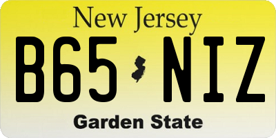 NJ license plate B65NIZ