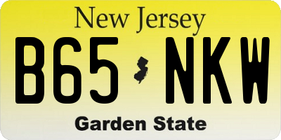 NJ license plate B65NKW