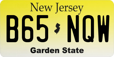 NJ license plate B65NQW