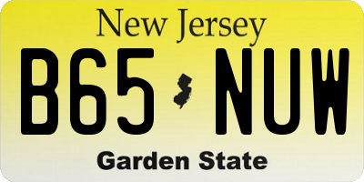 NJ license plate B65NUW
