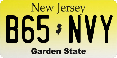 NJ license plate B65NVY