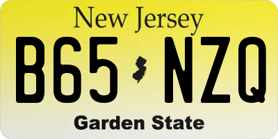 NJ license plate B65NZQ