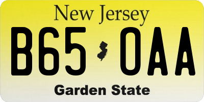 NJ license plate B65OAA