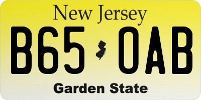 NJ license plate B65OAB