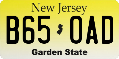 NJ license plate B65OAD