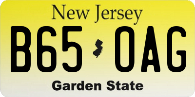 NJ license plate B65OAG