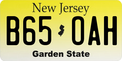 NJ license plate B65OAH