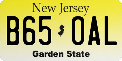 NJ license plate B65OAL
