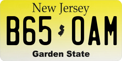 NJ license plate B65OAM