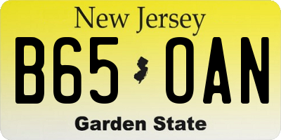 NJ license plate B65OAN