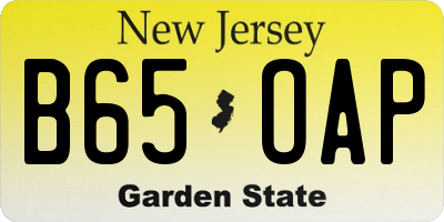 NJ license plate B65OAP