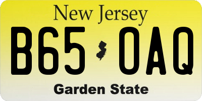 NJ license plate B65OAQ