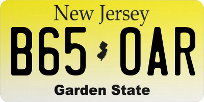 NJ license plate B65OAR