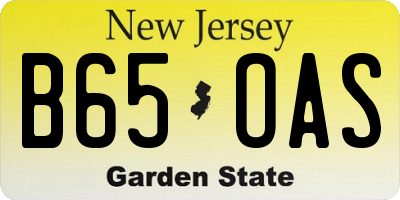 NJ license plate B65OAS
