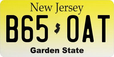 NJ license plate B65OAT