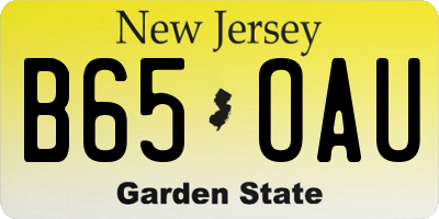 NJ license plate B65OAU