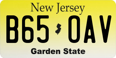NJ license plate B65OAV