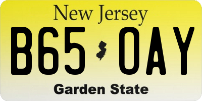 NJ license plate B65OAY