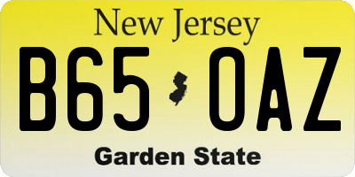 NJ license plate B65OAZ