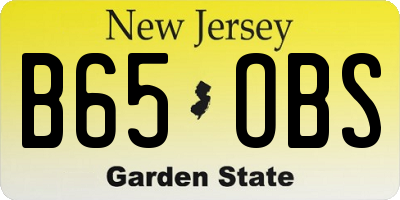 NJ license plate B65OBS
