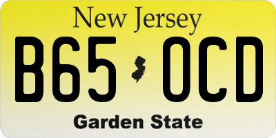 NJ license plate B65OCD
