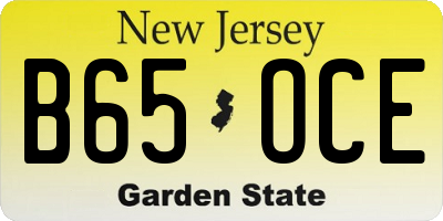 NJ license plate B65OCE