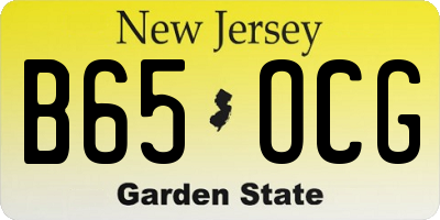 NJ license plate B65OCG