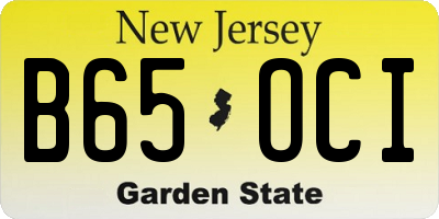 NJ license plate B65OCI