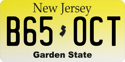NJ license plate B65OCT